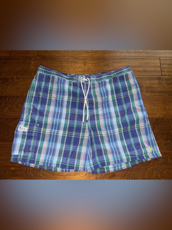 Polo Ralph Lauren Other - Polo Ralph Lauren Swim Shorts Mens 3XB Big Blue Plaid Trunks Pockets